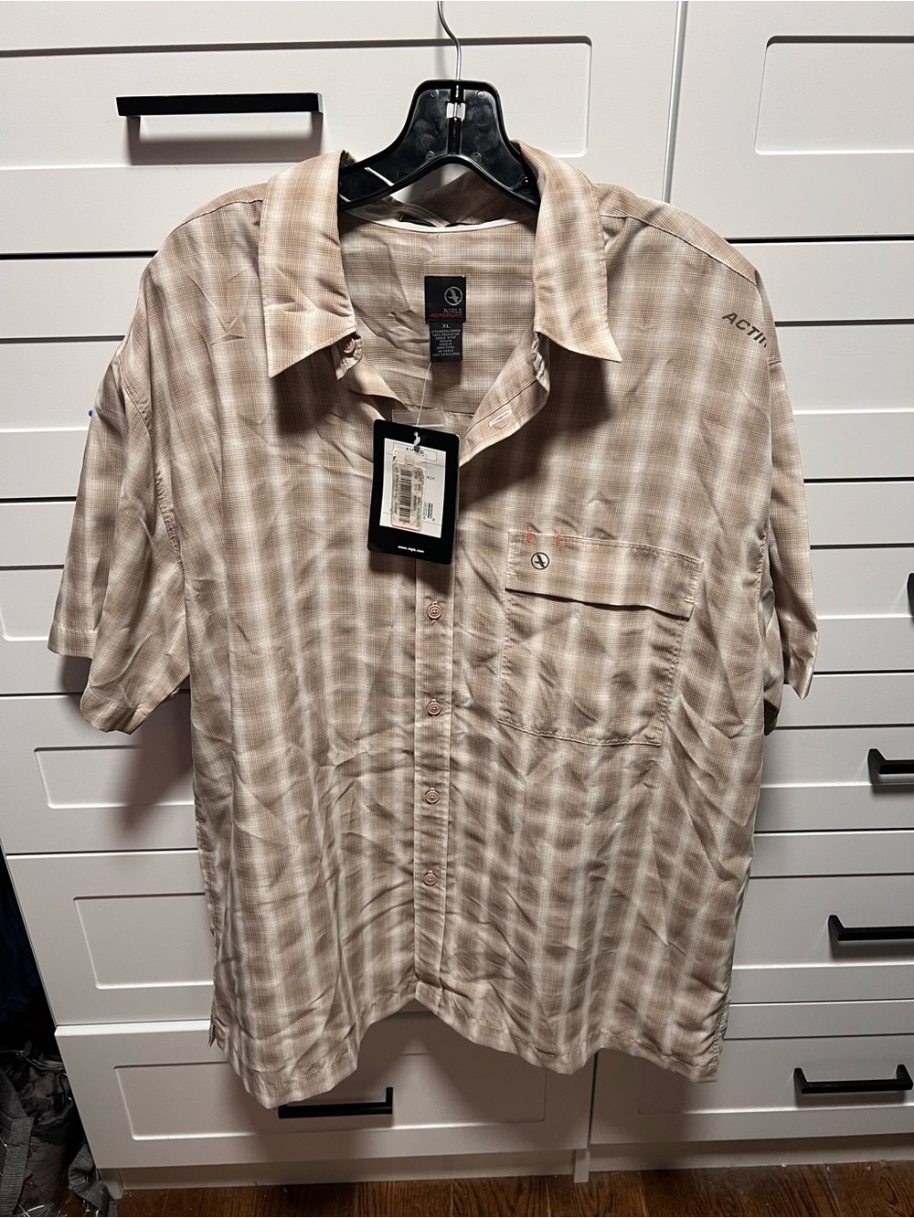 Aigle Tan Plaid Short-Sleeve Button-Down Shirt